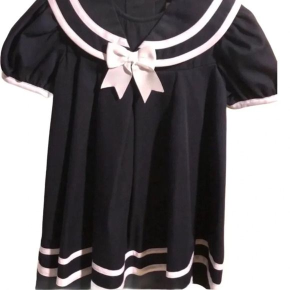 NAUTICAL NEW GIRLS NAVY BLUE WHITE DRESS TOP BOTTOM SAILOR SUMMER SIZE 2T 3T 4T - Picture 2 of 5